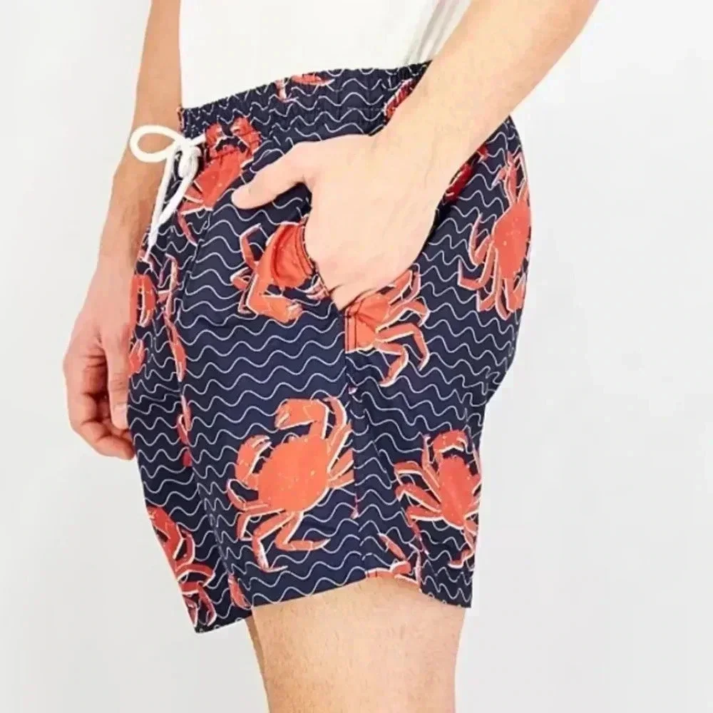 NWOT Trunks Wavy Crab Sano Swim Shorts Swim Trunks Pool Beach Vacation Men's L